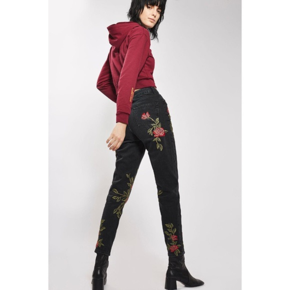 TopShop Embroidered Mom Jeans